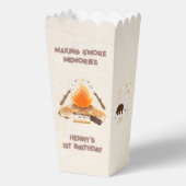 Schattige S'more Kampvuur 1e Verjaardag Camping Po Bedankdoosjes (Achterkant)