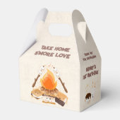 Schattige S'more Kampvuur 1e Verjaardagscamping Bedankdoosjes (Voorkant Zijde)