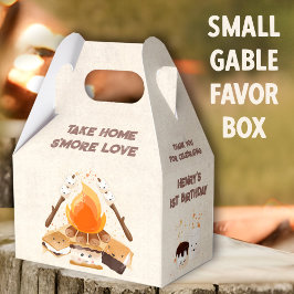 Schattige S'more Kampvuur 1e Verjaardagscamping Bedankdoosjes