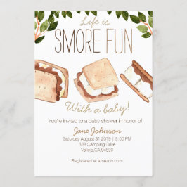 Schattige smores camping baby shower uitnodiging