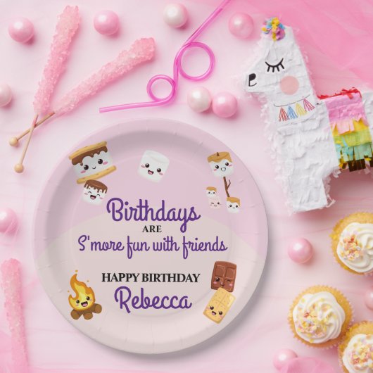 Schattige S'mores Campout Verjaardagsfeest Papieren Bordje (Feest)