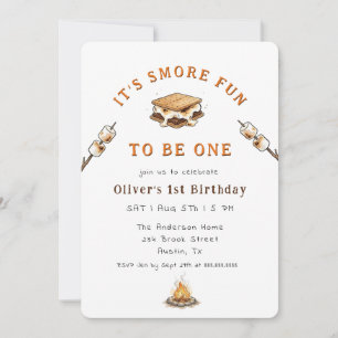 Schattige Smores Kampeer 1e Verjaardag  Kaart