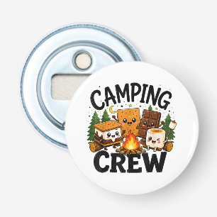 Schattige S'mores Kampvuur Camping Team Buiten Button Flesopener