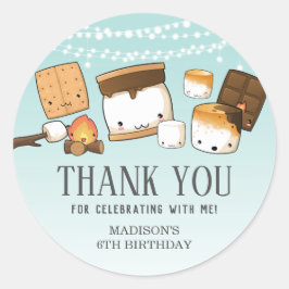 Schattige S'mores S'more Verjaardagsfeest Dank Je Ronde Sticker