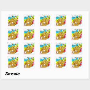 Schattige Snail Groovy Summer Mail Square Vierkante Sticker
