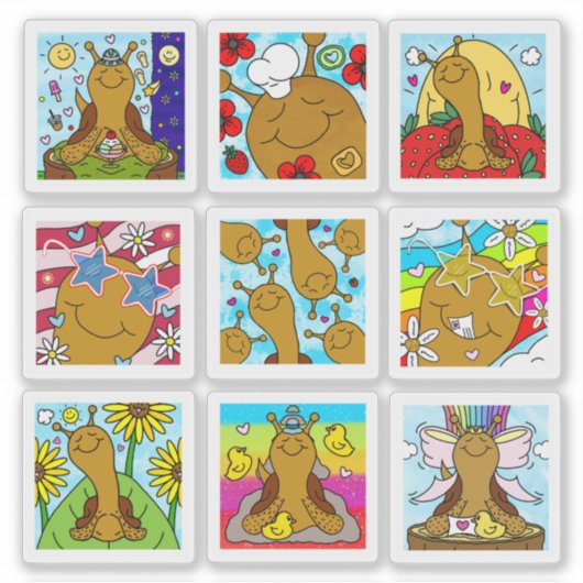 Schattige Snail Summer 2025 Tiny Art Series Sticker (Voorkant)