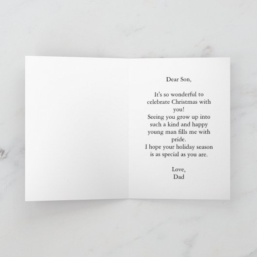 Schattige Sneeuw Vader & Zoon Kerstkaart Kaart (Binnen)