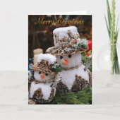 Schattige sneeuwbedekking Snowmen-kerstkaart Feestdagen Kaart (Voorkant)