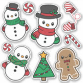 Schattige Sneeuwkussens Vinyl Sticker (Voorkant)