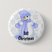Schattige Sneeuwman Baby's 1e Kerstmis Ronde Button 5,7 Cm (Voorkant)