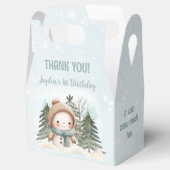 Schattige Sneeuwman Blauw Winter 1e Verjaardag Fav Bedankdoosjes (Geopend)