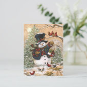 schattige sneeuwman briefkaart (Staand voorkant)