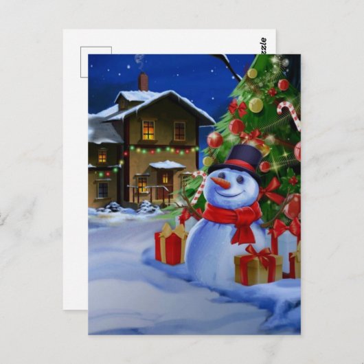 schattige sneeuwman briefkaart (Voorkant / Achterkant)