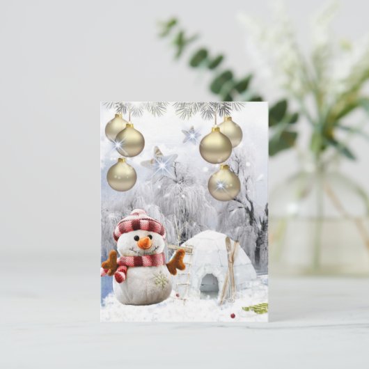 schattige sneeuwman briefkaart (Staand voorkant)