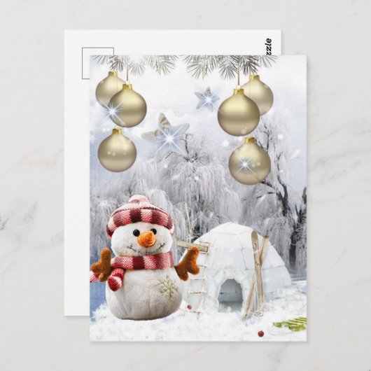 schattige sneeuwman briefkaart (Voorkant / Achterkant)