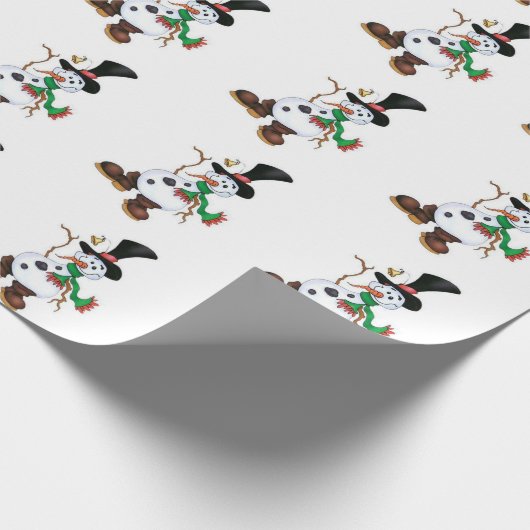 Schattige Sneeuwman Cadeaupapier (Hoek)