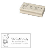 Schattige Sneeuwman Candy Cane Retouradres Rubberstempel (Gestempeld)