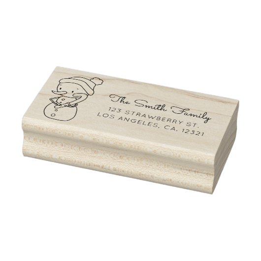 Schattige Sneeuwman Candy Cane Retouradres Rubberstempel (Stempel)