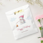 Schattige Sneeuwman die Marshmallows Roostert Bedankzakje (Gezegeld)