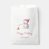 Schattige Sneeuwman die Marshmallows Roostert Bedankzakje (Voorkant)