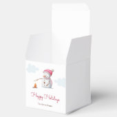 Schattige Sneeuwman die Marshmallows Roostert Kers Bedankdoosjes (Geopend)