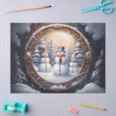 Schattige sneeuwman familie in Winter Wonderland D Tissuepapier (Craft)