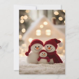 Schattige Sneeuwman Familie Winter Kerstmis Aankondiging