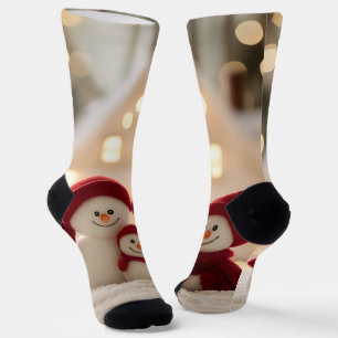 Schattige Sneeuwman Familie Winter Kerstmis Sokken