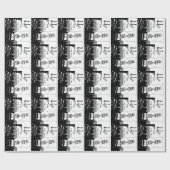 schattige sneeuwman glimlachend zwarte en witte ke cadeaupapier (Vlak)