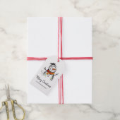 Schattige Sneeuwman Handgetekende Schets Prettig K Cadeaulabel (Met Touw)