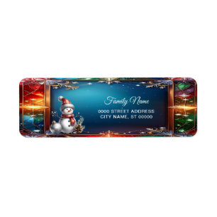 Schattige Sneeuwman in Glas-in-Lood Frame Retourad Etiket