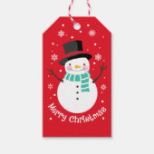 Schattige Sneeuwman in Sneeuw Cadeaulabel (Voorkant)