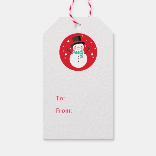 Schattige Sneeuwman in Sneeuw Cadeaulabel (Achterkant)