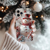 Schattige sneeuwman iPhone Case kerstcadeau