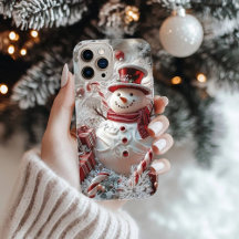 Schattige sneeuwman iPhone Case kerstcadeau