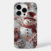 Schattige sneeuwman iPhone Case kerstcadeau (Achterkant)