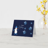 Schattige sneeuwman kaart (Gele Bloem)