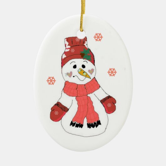Schattige Sneeuwman Keramisch Ornament (Voorkant)