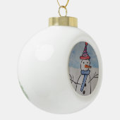 Schattige Sneeuwman Keramische Bal Ornament (Links)