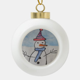 Schattige Sneeuwman Keramische Bal Ornament