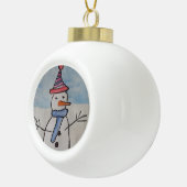 Schattige Sneeuwman Keramische Bal Ornament (Rechts)