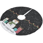 Schattige Sneeuwman Kerst Wit & Zwart Kerstboom Rok (Gekanteld)