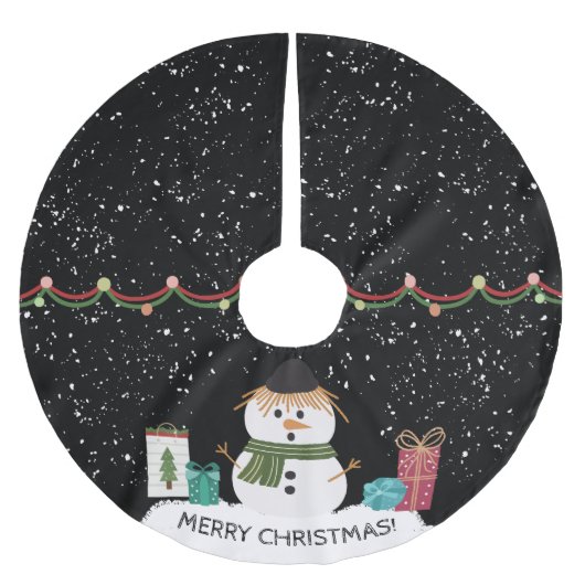 Schattige Sneeuwman Kerst Wit & Zwart Kerstboom Rok (Voorkant)