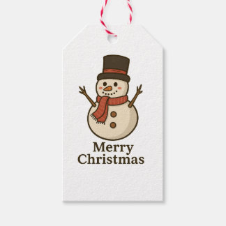 Schattige Sneeuwman Kerstcadeautag - Voorzijde & O Cadeaulabel