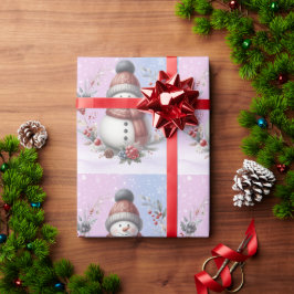 Schattige sneeuwman kerstkrans cadeaupapier