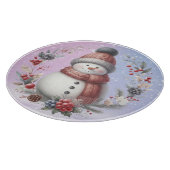 Schattige sneeuwman kerstkrans snijplank (Hoek)