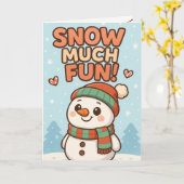 Schattige Sneeuwman Kerstmis Kaart (Gele Bloem)