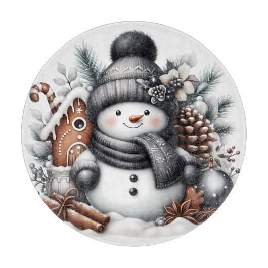 Schattige Sneeuwman Kerstmis Snijplank (Voorkant)