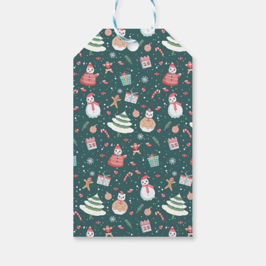 Schattige sneeuwman kerstpatroon cadeaulabel (Achterkant)