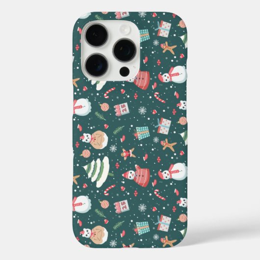 Schattige sneeuwman kerstpatroon Case-Mate iPhone case (Achterkant)